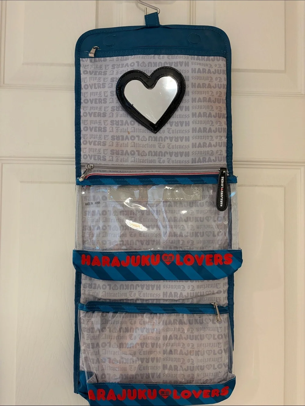 Harajuku Lovers Gwen Stefani Tri-fold Teal Foldable Cosmetic Toiletries Bag